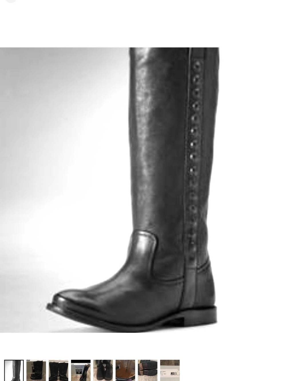 FRYE Black Paige Tall Studded Riding Leather Boots Size 7.5